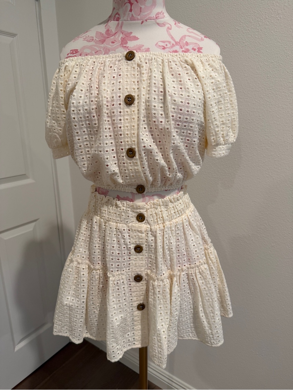 Eberjey Cream Eyelet Skirt